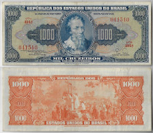 Brazil Banknote Amato-50 Pick-156b 1000 1,000 Cruzeiros 1955 Pedro Álvares Cabral VF With Small Cuts - Brésil