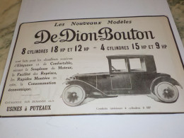 ANCIENNE PUBLICITE NOUVEAUX MODELES DE DION BOUTON 1919 - Tractores