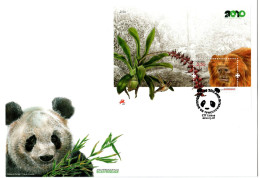 FDC,  PORTUGAL,  Panda, Bear, Hummingbird   /  Lettre De Première Jour, Panda, L`our, Colibri,  2008 - Scimmie