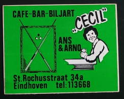 AUTOCOLLANT CAFÉ BAR BILJART CECIL - ANS & ARNO - EINDHOVEN - PAYS-BAS NEDERLAND - BILLARD JEU SPORT - Stickers