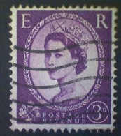 Great Britain, Scott #358, Used(o), 1958, Wilding: Queen Elizabeth II, 3d, Deep Purple - Usati