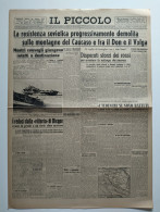 IL PICCOLO - GIORNALE Martedì 4 Agosto 1942 XX - SOVIETICI SCONFITTI SUL CAUCASO E FRA IL DON E IL VOLGA - 2^ GUERRA - War 1939-45
