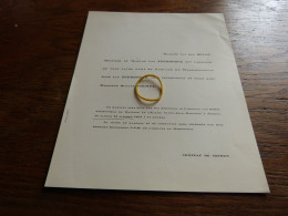 I20-4 Invitation Mariage Anne Van Zeebroeck Octave Pirmez 1954 Chateau De Nethen - Huwelijksaankondigingen