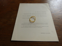 I20-4 Invitation Mariage Octave Pirmez  Anne Van Zeebroeck 1954 Chateau D Acoz - Huwelijksaankondigingen