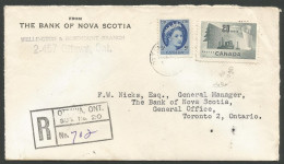1955 Bank Seal On Registered Cover 25c Forestry/Wilding CDS Ottawa Sub No 20 Ontario - Postgeschiedenis