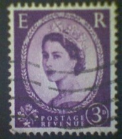 Great Britain, Scott #358c, Used(o), 1958, Wilding: Queen Elizabeth II, 3d, Deep Purple - Usati