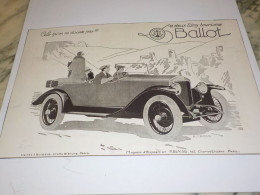 ANCIENNE  PUBLICITE  VOITURE BALLOT 1923 - Voitures