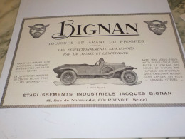 ANCIENNE  PUBLICITE  VOITURE  BIGNAN 1924 - Voitures