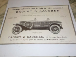 ANCIENNE  PUBLICITE  CARROSSIER DROUET ET GAUCHER 1920 - Voitures