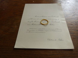 I20-4 Invitation Mariage Joseph Van Zeebroeck Mademoiselle Van Der Belen Chateau De Nethen - Mariage