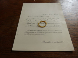 I20-4 Invitation Mariage Mademoiselle Van Der Belen Joseph Van Zeebroeck   Bourgmestre De Nethen - Mariage