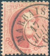 N°16A - Médaillon 40 Centimes Carmin-rose, Dt.12½x13½, Obl. Dc MARBAIS 17 JUIL. 65 idéalement Apposée. R. - TB - 21569 - 1863-1864 Médaillons (13/16)