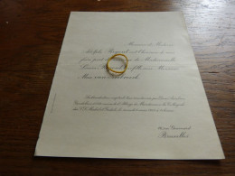 I20-4 Invitation Mariage Louisa Regout Max Van Zeebroeck    1943 - Mariage