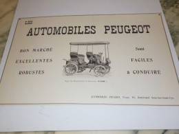 ANCIENNE  PUBLICITE  AUTOMOBILE PEUGEOT  1901 - Voitures