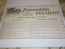 ANCIENNE  PUBLICITE  AUTOMOBILE PEUGEOT  1901 - Voitures