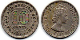 MA 25263 / Malaya 10 Cents 1961 H TTB - Malaysie