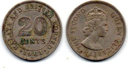 MA 25268 / Malaya 20 Cents 1961 TB+ - Malasia