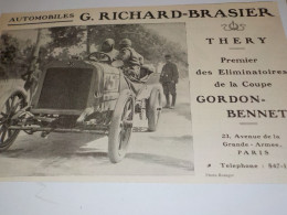 ANCIENNE PUBLICITE GEORGES RICHARD VOITURES  BRASIER 1904 - Voitures