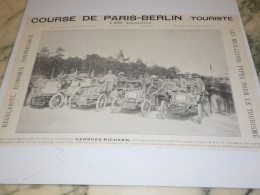 ANCIENNE  PUBLICITE COURSE PARIS BERLIN GEORGES RICHARD 1901 - Voitures