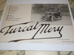 ANCIENNE  PUBLICITE VOITURE TURCA MERY 1912 - Voitures