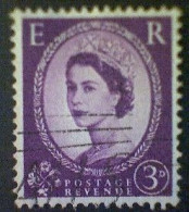 Great Britain, Scott #358, Used(o), 1958, Wilding: Queen Elizabeth II, 3d, Deep Purple - Usati