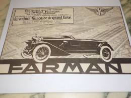 ANCIENNE  PUBLICITE VOITURE FARMAN 1923 - Voitures