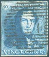 N°2 - Epaulette 20 Centimes Bleu, TB Margée, Idéalement Oblitérée De La Perception P.124 De VIELSALM. Effigie Totalement - 1849 Epaulettes