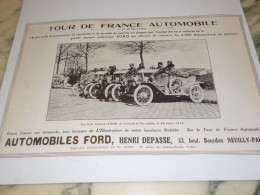 ANCIENNE  PUBLICITE TOUR DE FRANCE VOITURE FORD 1912 - Voitures
