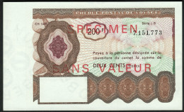 Cheque Postal De Voyage ( Reisescheck Traveller Check ) France 200 Fr Specimen - Specimen