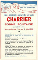 Eau Minérale Radioactive Charrier Bonne Fontaine Laprugne Allier Publicité - Advertising (Photo) - Gegenstände