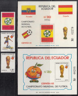 1982 Ecuador World Cup Football Complete Set Of 3 + 2 Souvenir Sheets MNH - Ecuador