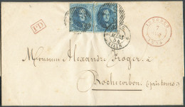 N°7(2) - Médaillons 20 Centimes Bleus, 2 Ex. Superbement Margés Avec Retouches Et Variétés D'encrages En Marges Latérale - 1851-1857 Medaglioni (6/8)