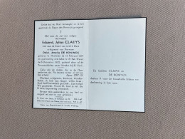 CLAEYS Eduard Julius °MECHELEN 1887 +SINT-KATELIJNE-WAVER 1952 - DE KONINCK - Overlijden