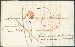 Incoming Mail : LAC De TURNHOUT 4 JANV. 1838 + Griffe Rouge PD Vers Birtrange (verso : Dc ARLON 6 Janv. 1838 Et DIEKIRCH - ...-1852 Prefilatelia