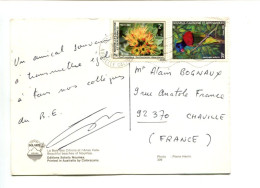 NOUVELLE CALEDONIE - Affranchissement Sur Carte Postale Pour La France - OISEAU / FLEURS - Brieven En Documenten