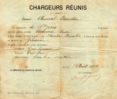 Document  CHARGEURS  REUNIS - Steamer  AMIRAL BAUDIN - Voyage à Santa Rosalia - LENEVEU André. Graisseur Aout 1900 - Autres & Non Classés