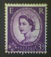 Great Britain, Scott #358, Used(o), 1958, Wilding: Queen Elizabeth II, 3d, Deep Purple - Usati