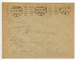 Germany 1915 WWI Feldpost Cover - Mannheim, Diakonissenkrankenhaus To Baden-Baden - Feldpost (Portofreiheit)