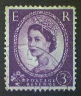 Great Britain, Scott #358, Used(o), 1958, Wilding: Queen Elizabeth II, 3d, Deep Purple - Used Stamps