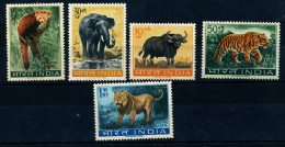 India Wildlife 1963, SG 472-76, Michel 16€ MNH (VERY CLEAN) - Unused Stamps