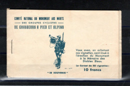 FRANCE  CARNET DE 20 VIGNETTES  CHASSEURS ALPINS  WW1  CYCLISME  VELO  COMPLET - Blocs & Carnets