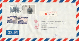 China Registered Air Mail Cover Sent To Denmark 26-9-1986 Topic Stamps - Posta Aerea