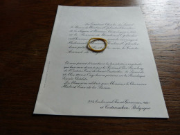 I20-6 Invitation  Monica  De Wouters D'Oplinter Comte Arnaud De Fayet  1954 - Mariage