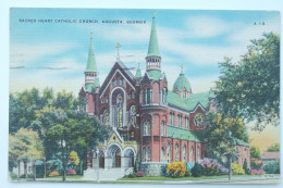 Cpa Couleur Toilée Sacred Heart Catholic Church Augusta Georgia 1949 - NOUF1 - Augusta