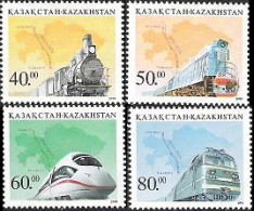 Kazakhstan 1999 Trains Set Of 4 Stamps Mint - Kazakhstan