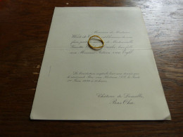 I20-7 Invitation Ginette De Woot De Trixhe Adrien Van Eyll 1939 Chateau De Lamalle Bas-Oha - Mariage