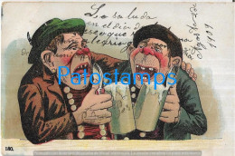 214310 ART ARTE HUMOR MEN DRINKING BEER CIRCULATED TO URUGUAY POSTAL POSTCARD - Sin Clasificación