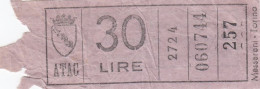 ATAC - ROMA  _ Anni '50-'60 /  Ticket  _ Biglietto Da Lire 30 - Europa