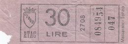 ATAC - ROMA  _ Anni '50-'60 /  Ticket  _ Biglietto Da Lire 30 - Europa