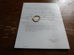 I20-8 Invitation Baron Herman De Woelmont   Diane De Borchgrave 1966 Pepinster Chateau Soiron - Boda